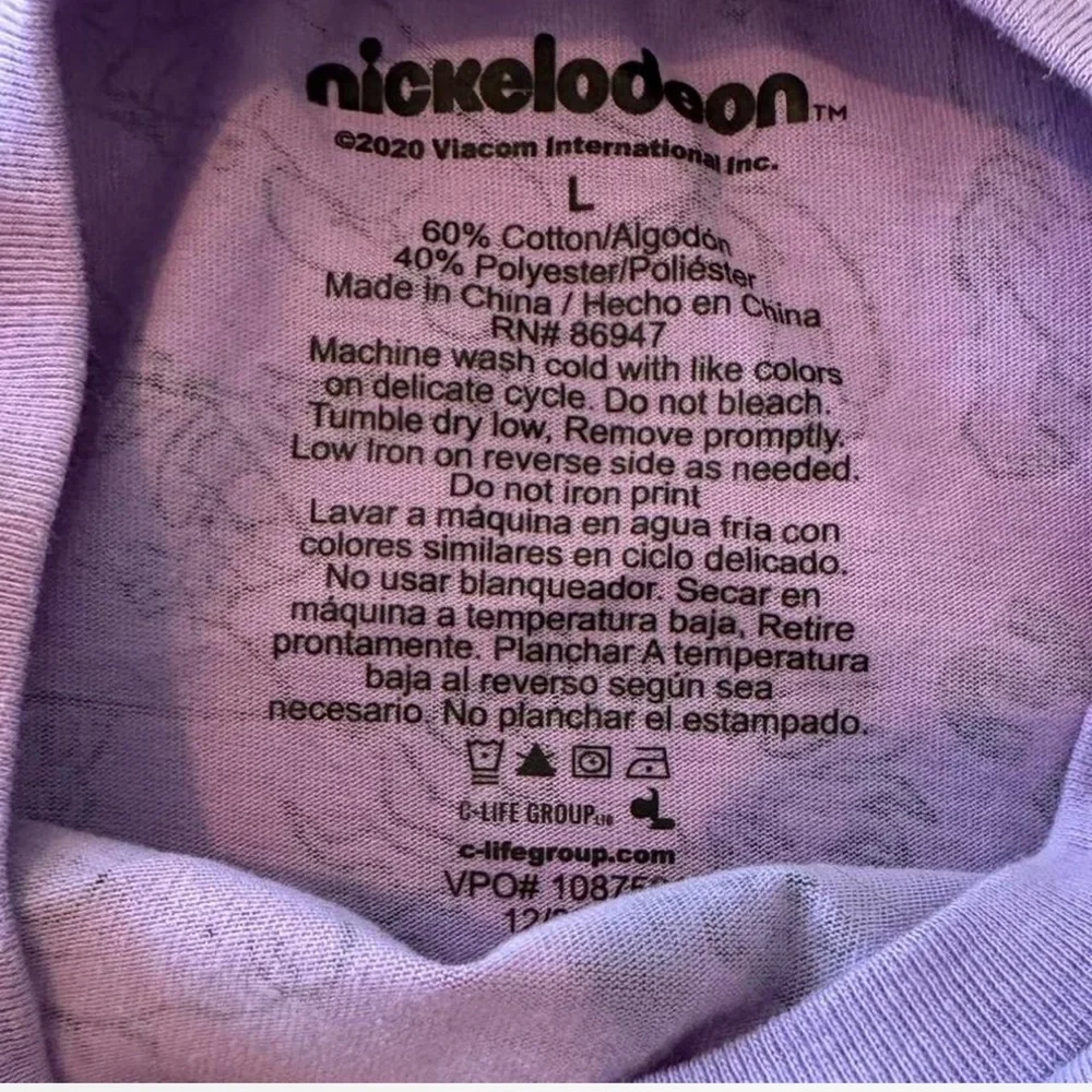 Rugrats Nickelodeon Cropped Top Purple Y2K Women’s Large Cartoon‎ Graphic Tee - Picture 3 of 4